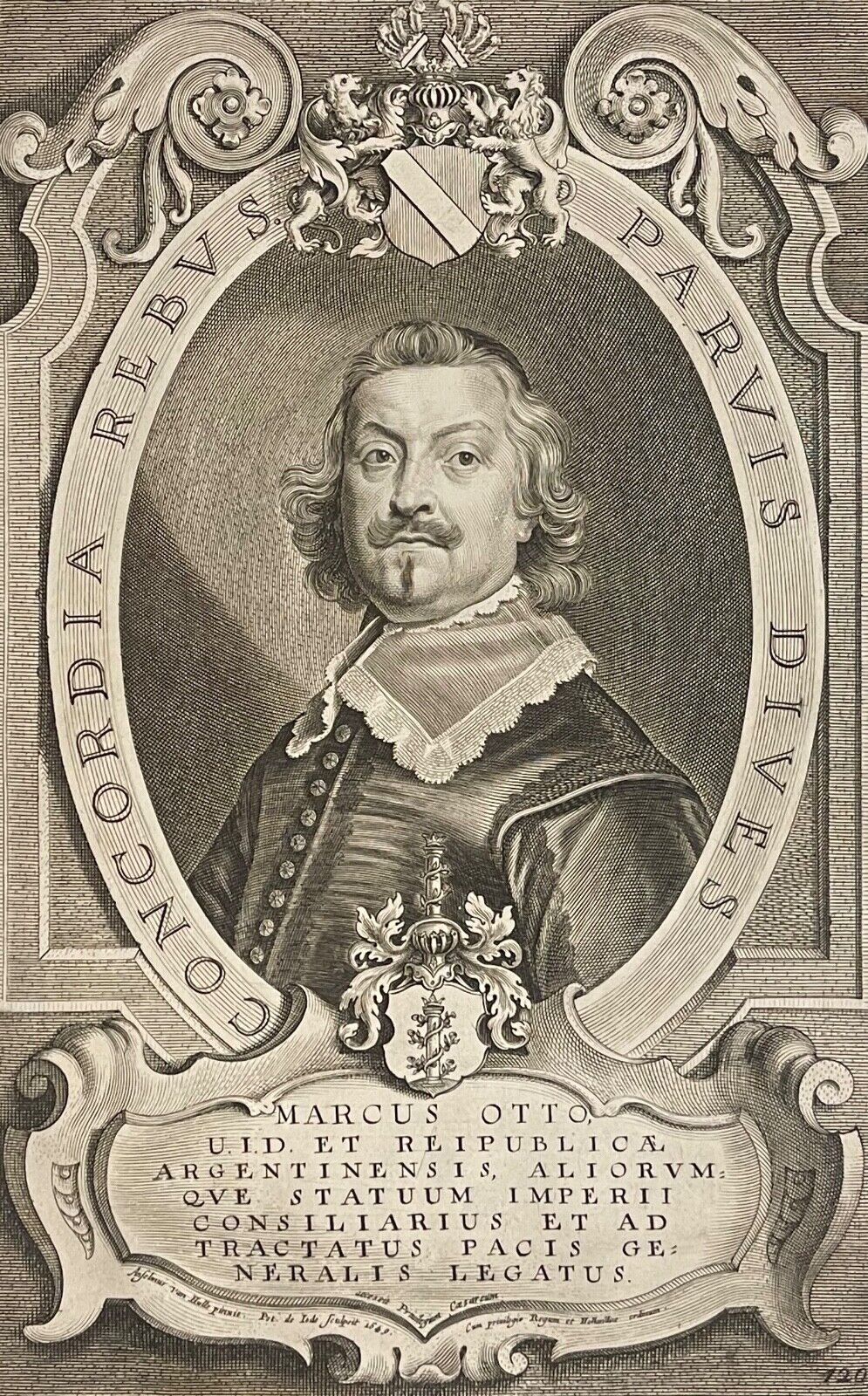 Marcus Otto Peace of Westphalia Engraving Pieter de Jode 1649 Van Hulle – Image 3
