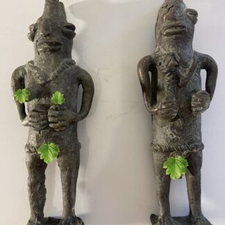 Yoruba Ogboni Edan Pair Bronze Figures Nigeria African Tribal Art Afrique
