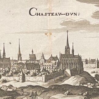 Chateaudun France 1690 Antique Copper Engraving Eure-et-Loir C Riegel