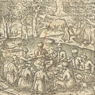 André Thevet Ottoman Banquet at Chalcedon – Original 1575 Woodcut