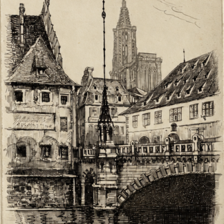 Strasbourg, Bas-Rhin — Pont du Corbeau and Cathedral Print by Leopold Robin