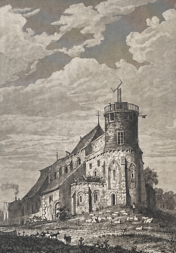 Montmartre Optical Telegraph – Saint-Pierre Church Engraving 1829 Paris France