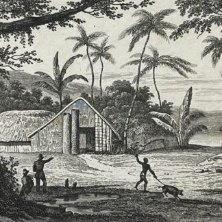 Papua New Guinea View of Manavai – Antique Engraving, 1837