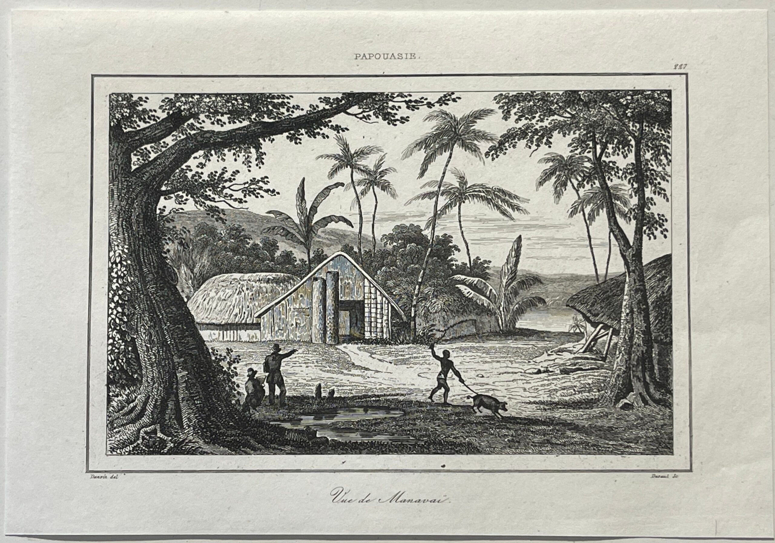Papua New Guinea View of Manavai – Antique Engraving, 1837 – Image 2