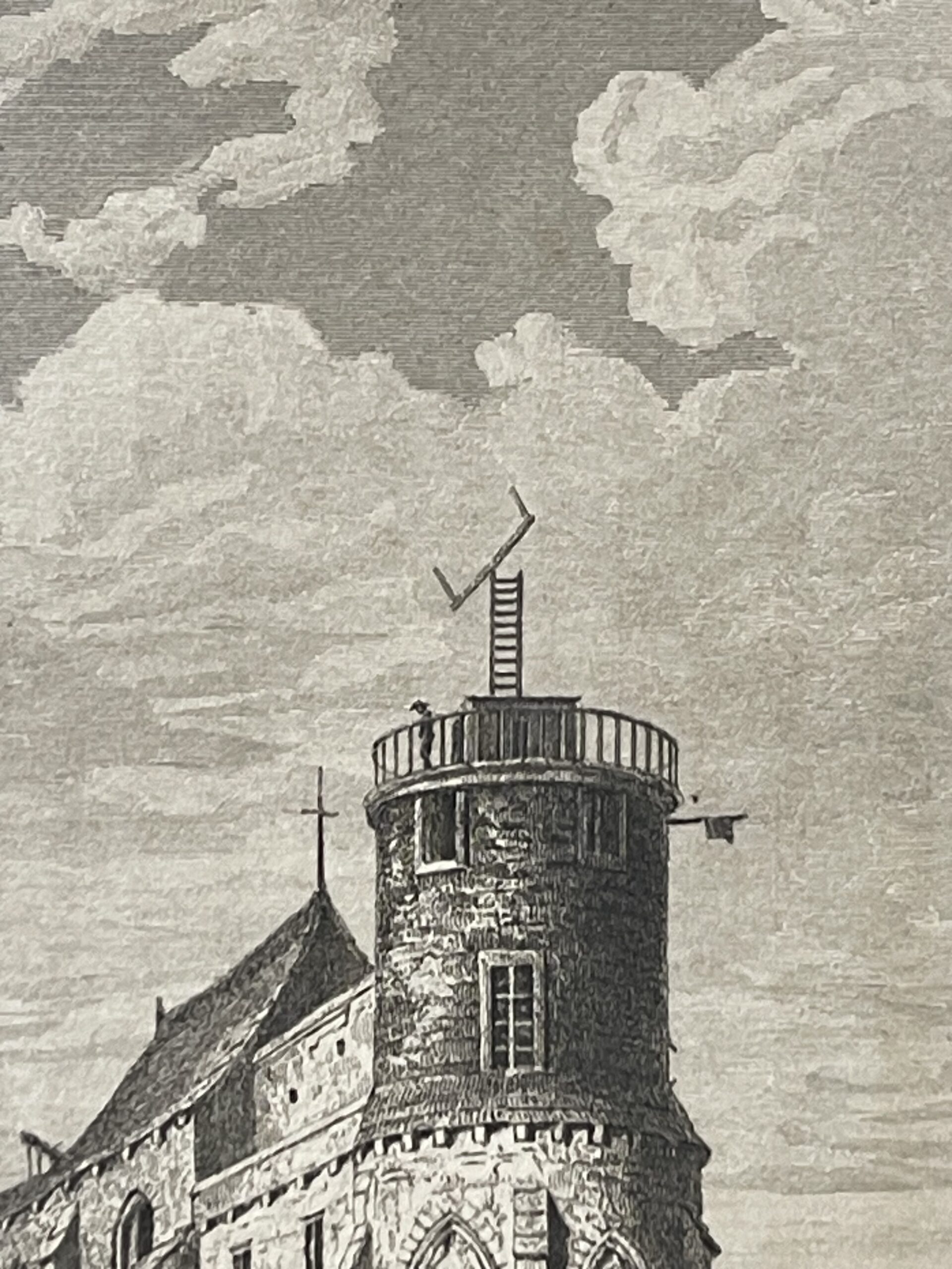 Montmartre Optical Telegraph – Saint-Pierre Church Engraving 1829 Paris France – Image 5