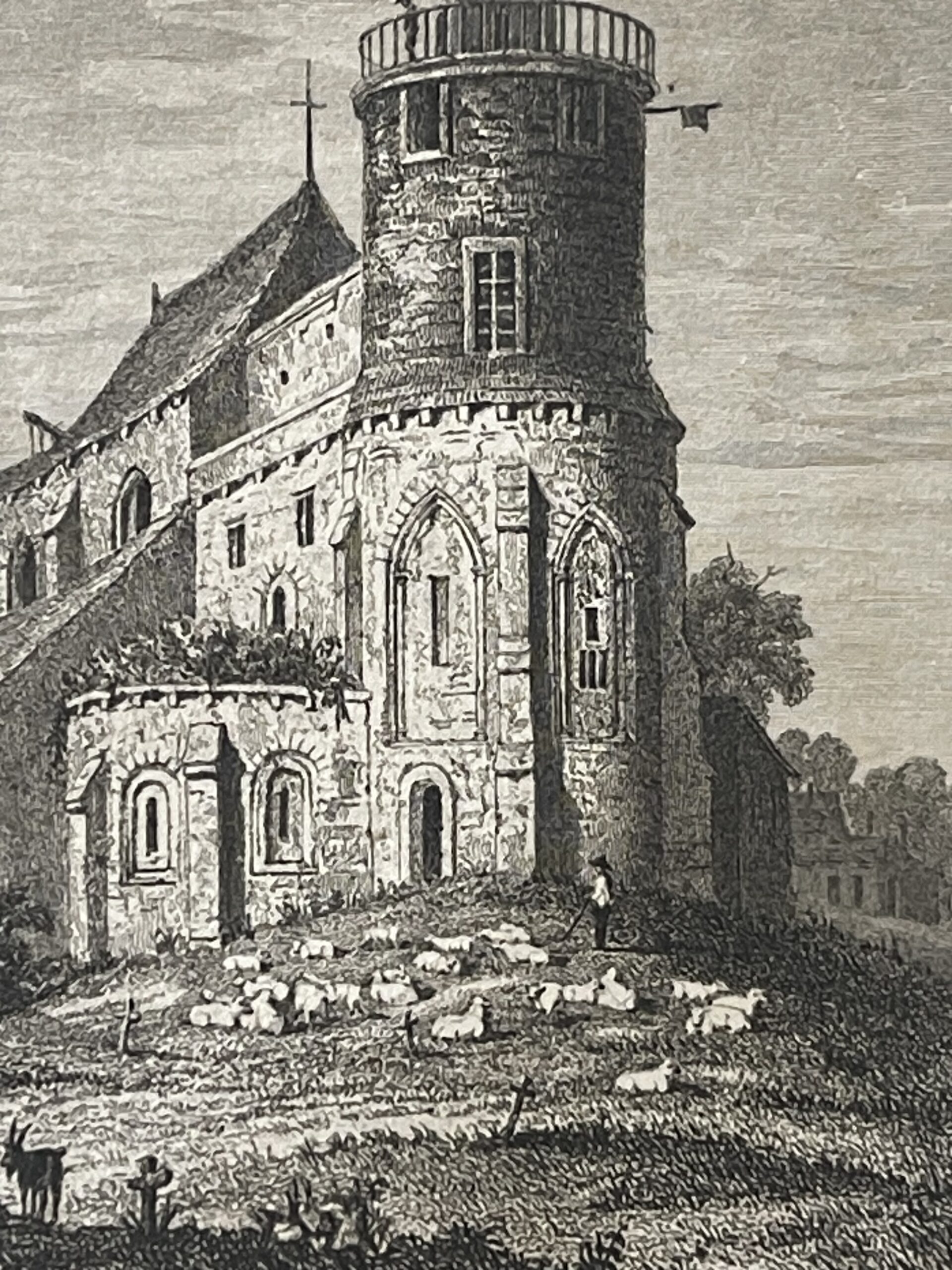 Montmartre Optical Telegraph – Saint-Pierre Church Engraving 1829 Paris France – Image 4