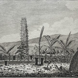 Kauai Sacred Heiau at Atooi – Captain Cook Voyage Print c.1817 Hawaii