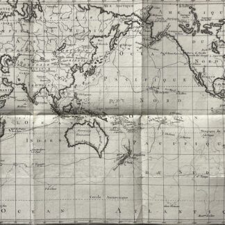 Pacific Ocean – Captain Cook's Three Voyages French Antique Map 1817