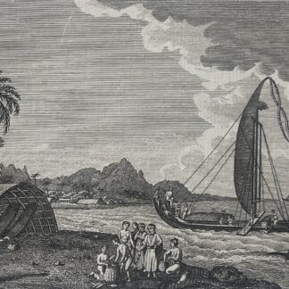 Raiatea Engraving 1817 – Sailing Canoe, After Sydney Parkinson