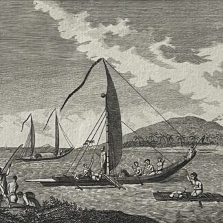 Tahiti Polynesian Canoes – Original 1817 Cook Voyage Engraving