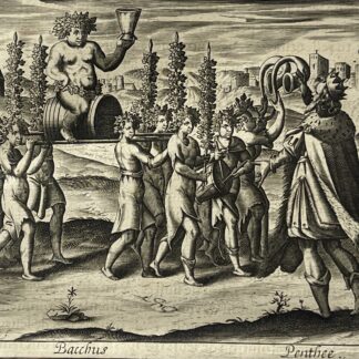 Bacchus and Pentheus Engraving from Ovid Metamorphoses 1619