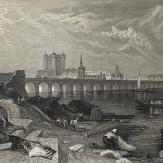 Saumur Loire France Castle and River Engraving after JMW Turner
