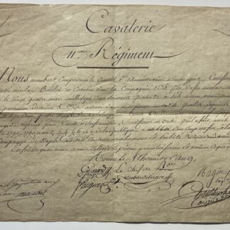 French Consulate Military Certificate 11th Cavalry Naples 1801