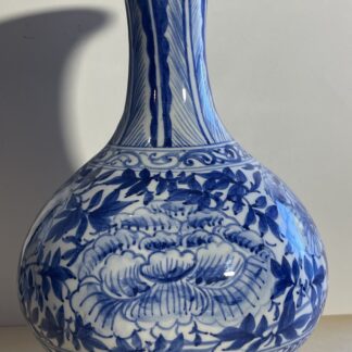 Blue and White Porcelain Vase with Peonies Attributed to the 19th Century