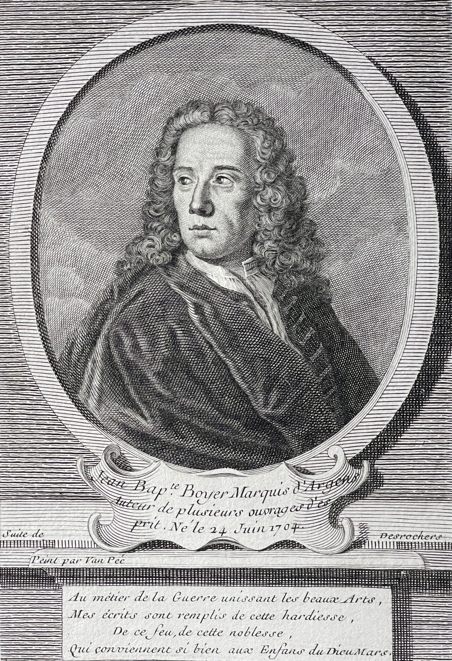 Marquis d'Argens Portrait Engraving French Philosopher of the Enlightenment – Image 6