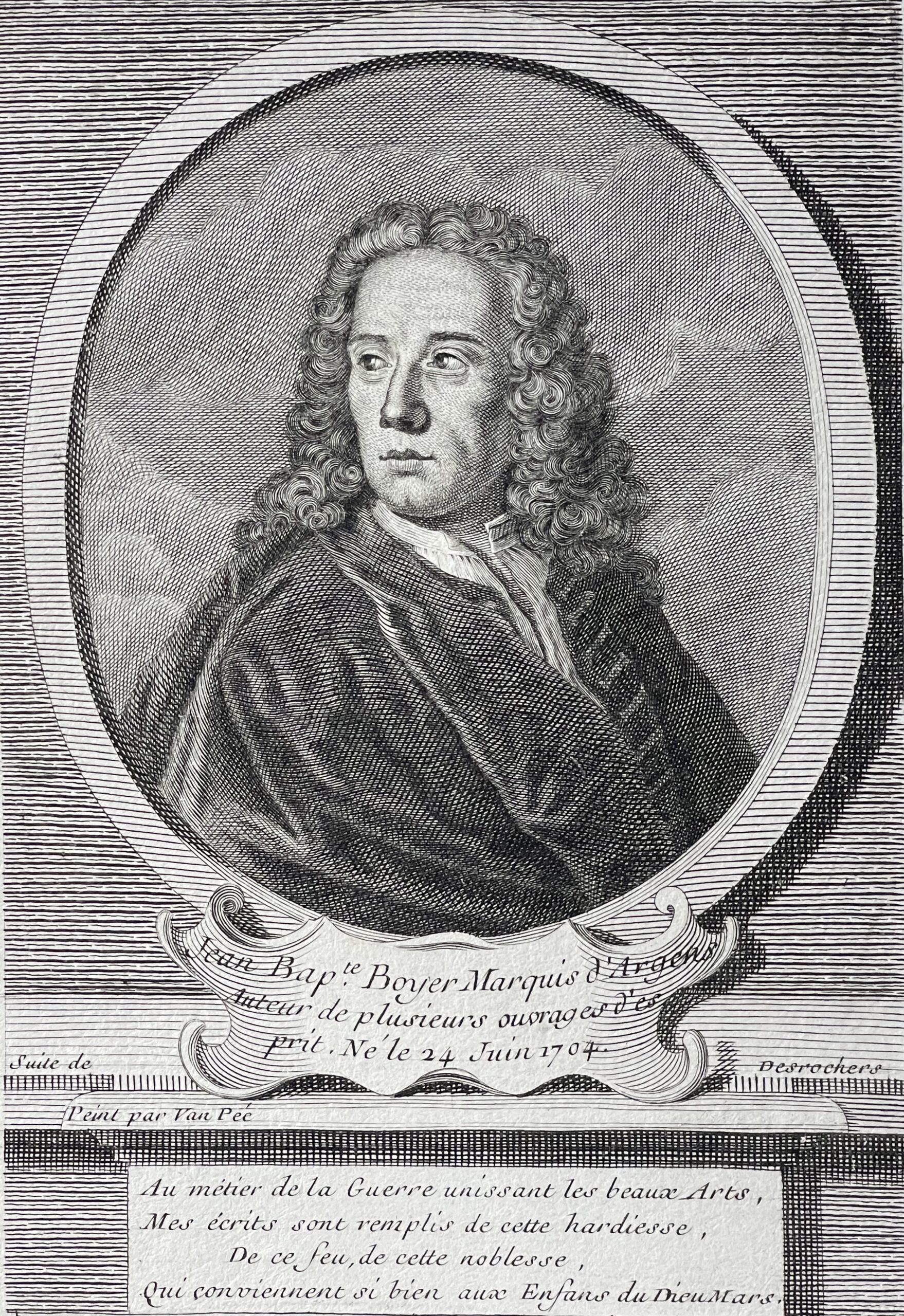 Marquis d'Argens Portrait Engraving French Philosopher of the Enlightenment – Image 4