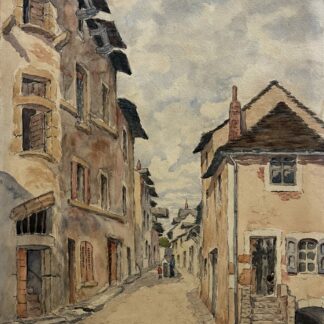 Crémieu Isère Watercolour – Rue Frandin by A. Cornollier 1946