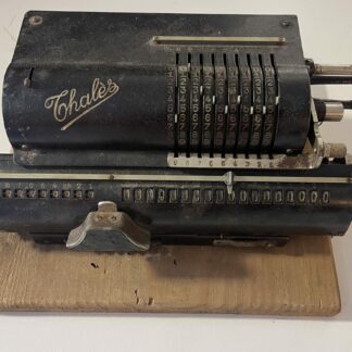 Thales Mechanical Calculator – German Pinwheel Machine on Wooden Base