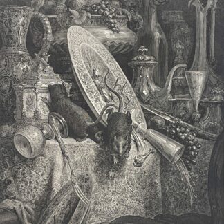 Gustave Doré Wood Engraving – The Town Mouse and the Country Mouse, La Fontaine