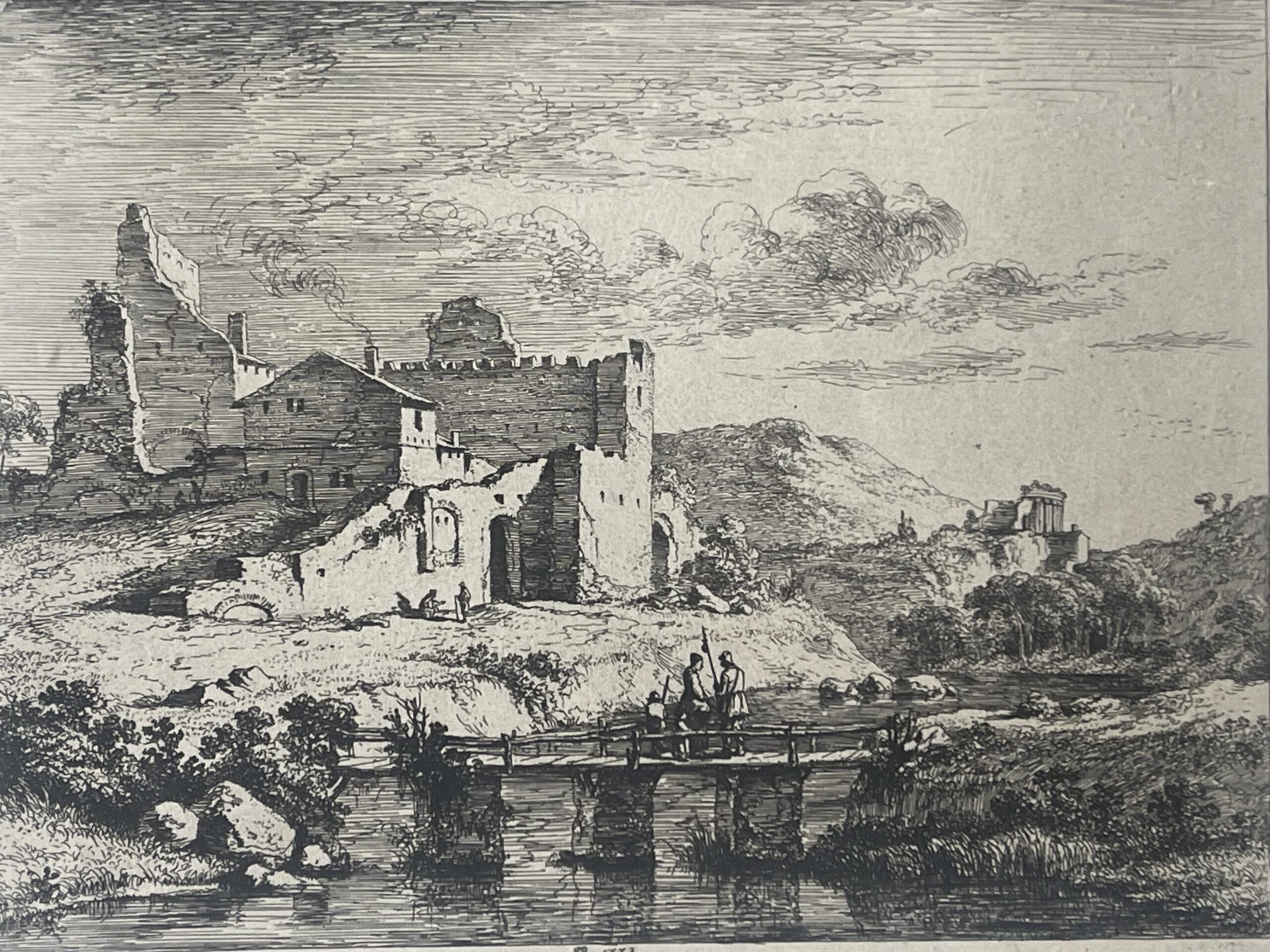 Jean-Jacques de Boissieu – The Small Bridge with Three Piers, c1830 Chine Colle – Image 13