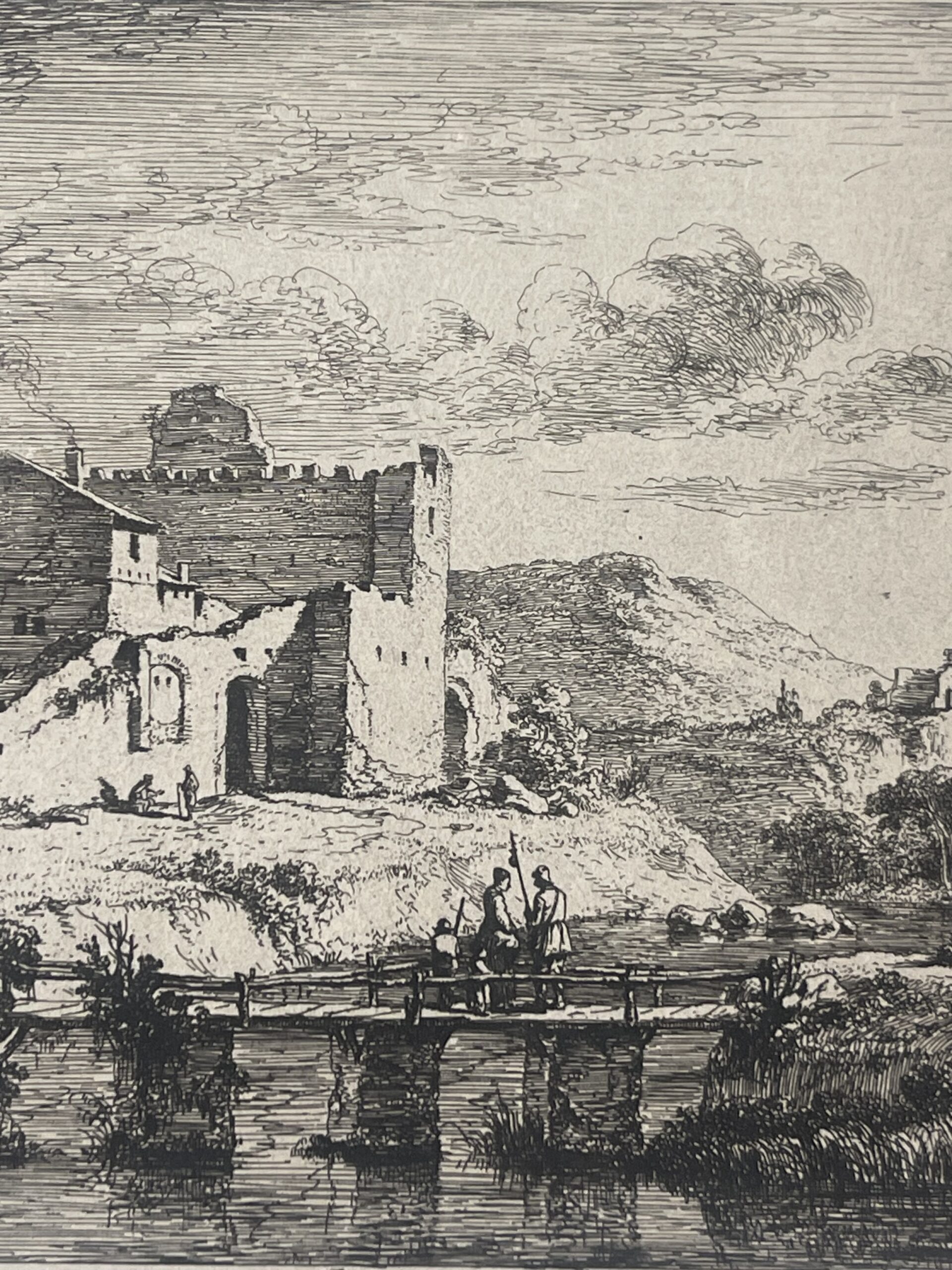 Jean-Jacques de Boissieu – The Small Bridge with Three Piers, c1830 Chine Colle – Image 11