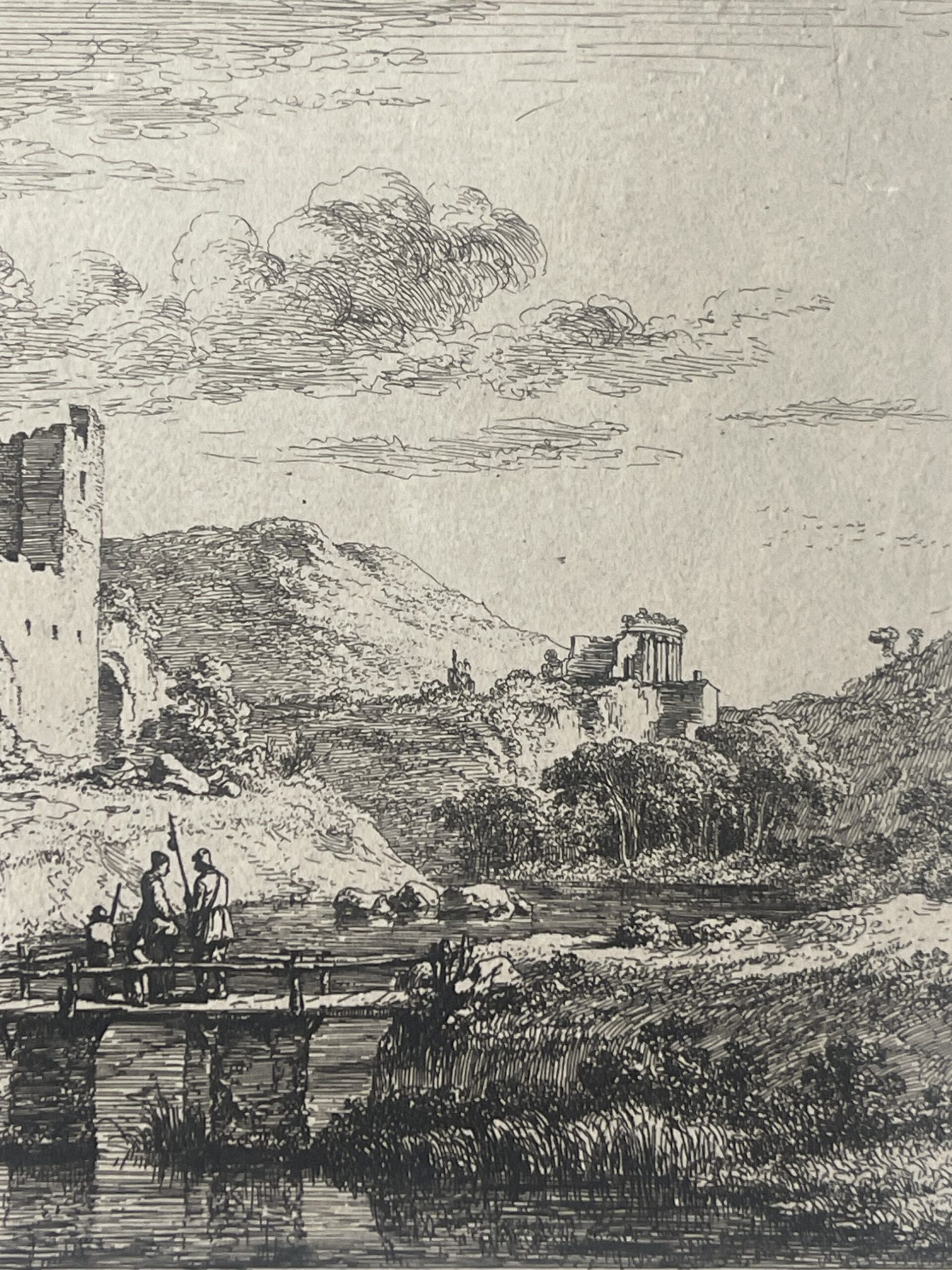 Jean-Jacques de Boissieu – The Small Bridge with Three Piers, c1830 Chine Colle – Image 10