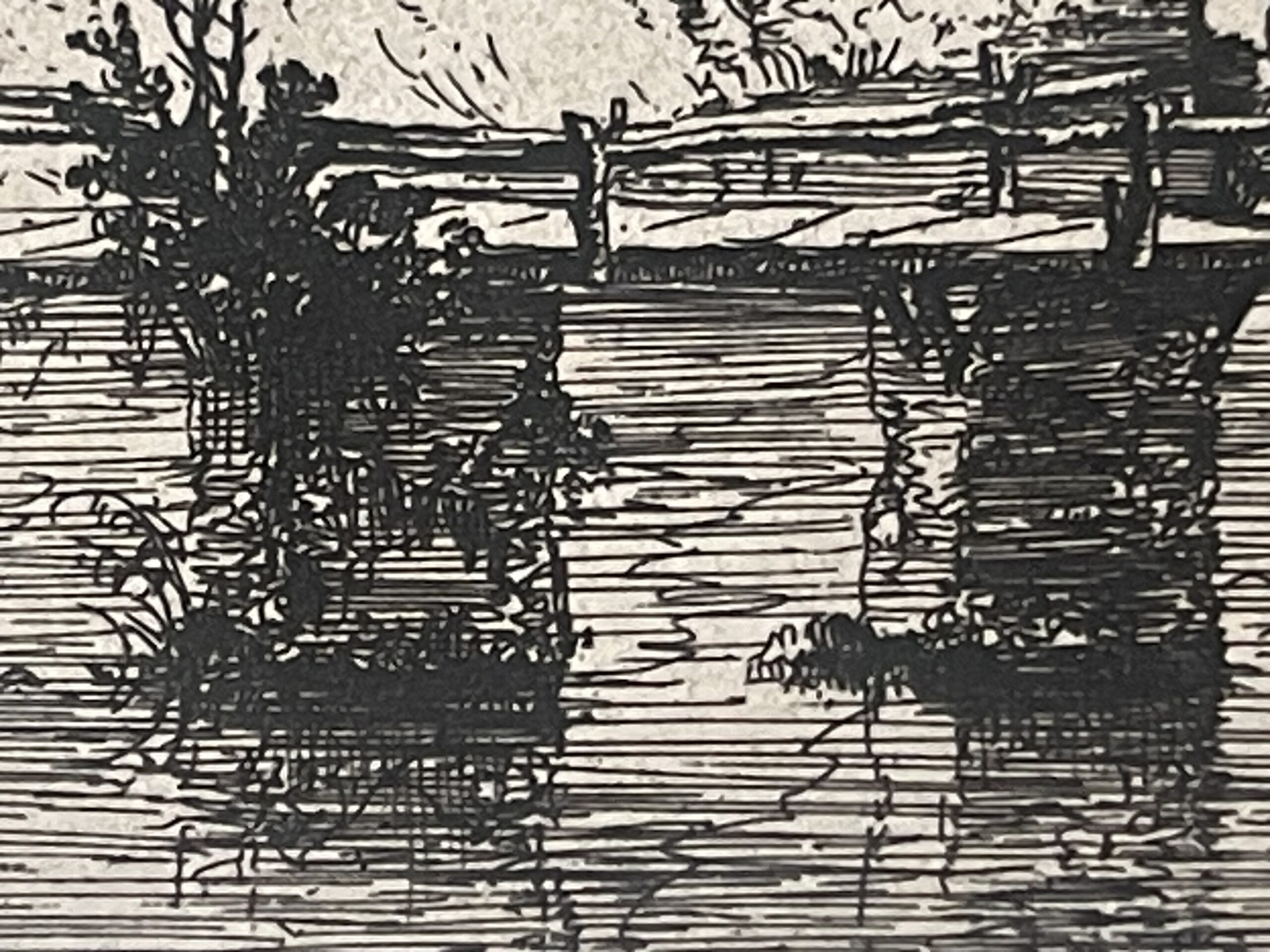 Jean-Jacques de Boissieu – The Small Bridge with Three Piers, c1830 Chine Colle – Image 6
