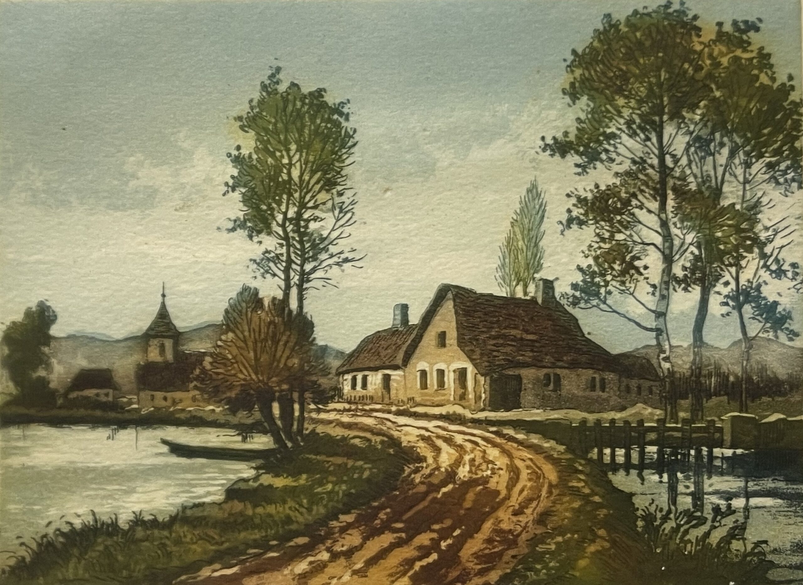 Joly — Lakeside Village, La Route au Bord du Lac Signed Colour Aquatint – Image 7