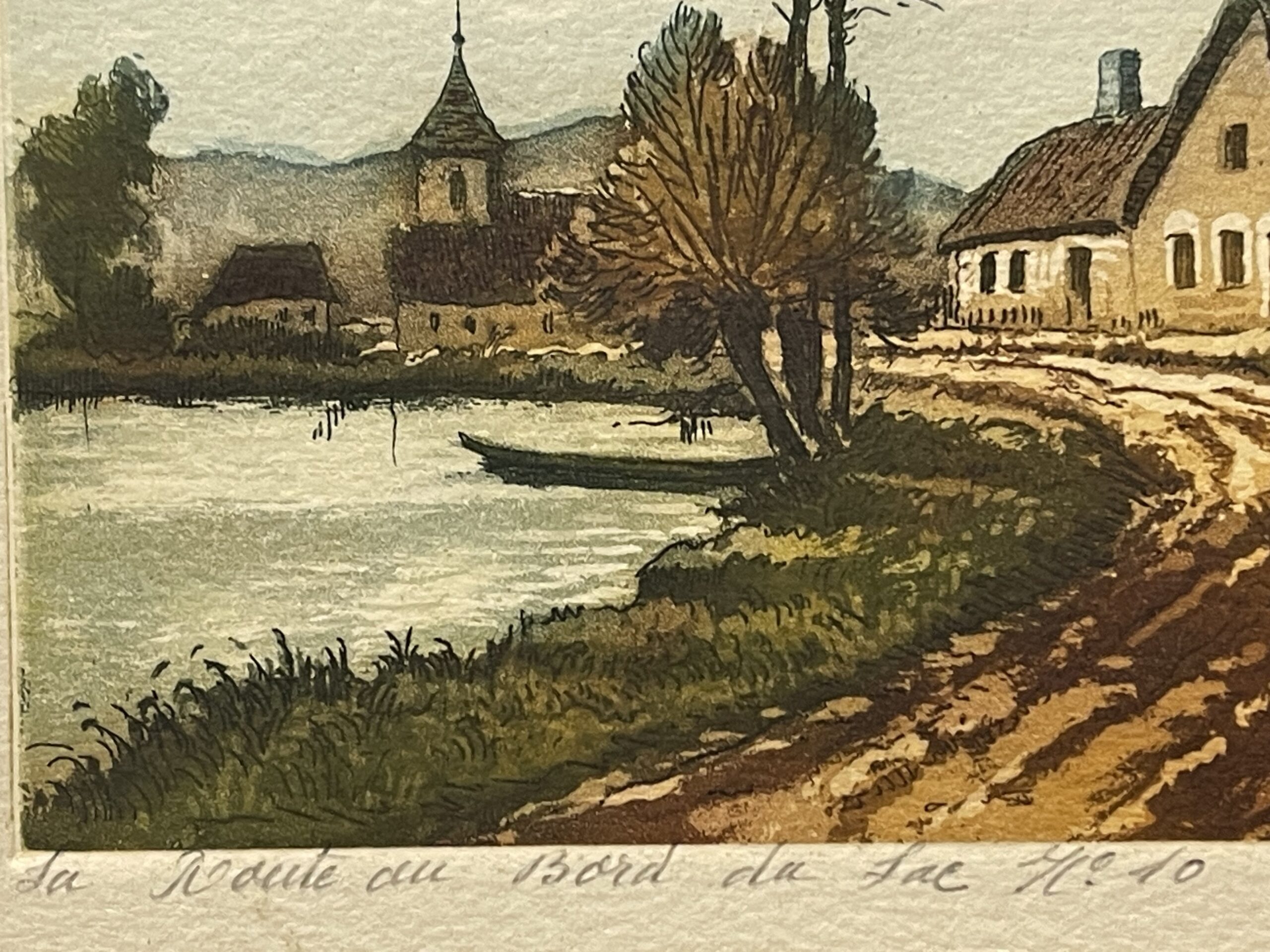 Joly — Lakeside Village, La Route au Bord du Lac Signed Colour Aquatint – Image 3