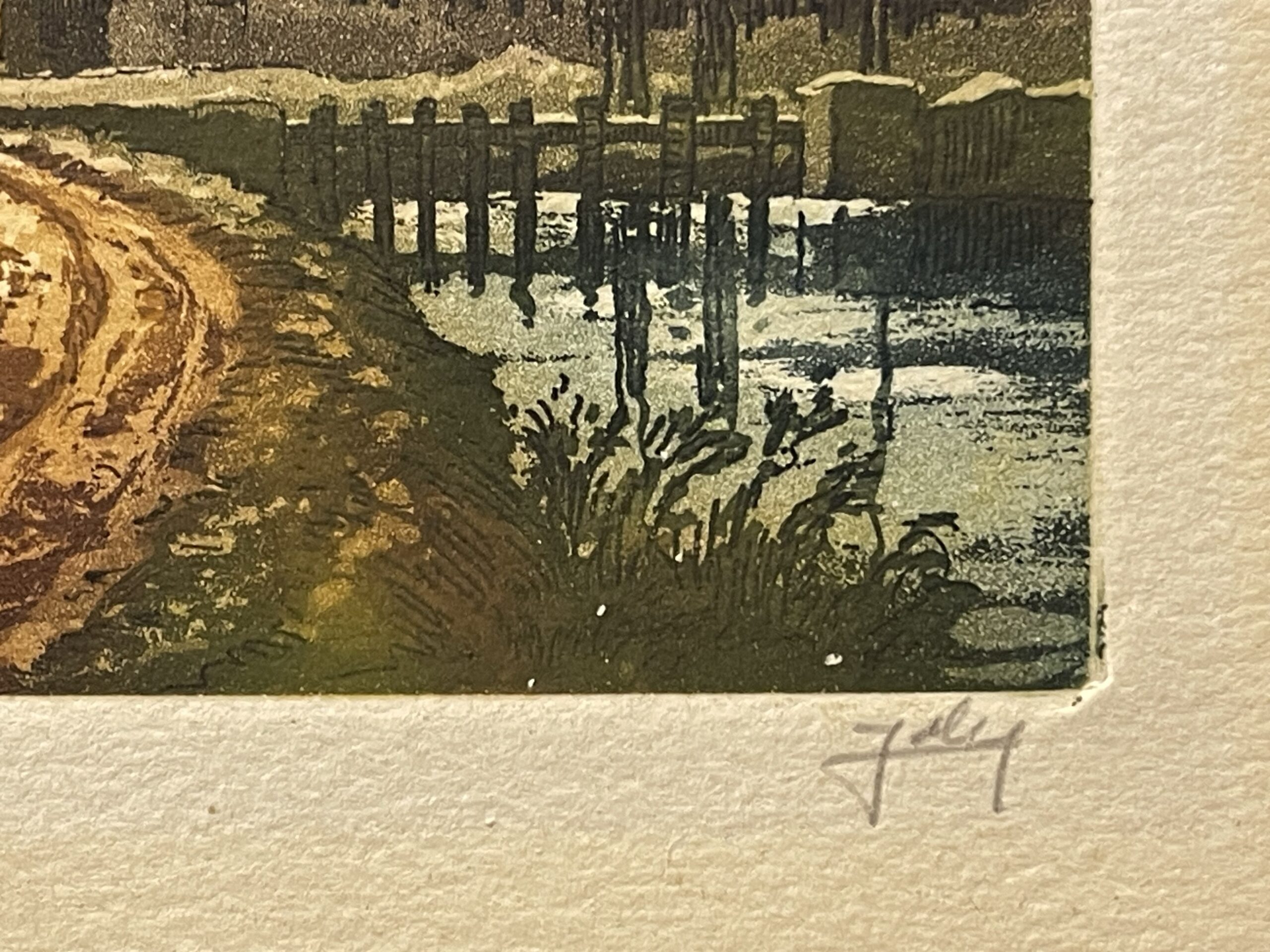 Joly — Lakeside Village, La Route au Bord du Lac Signed Colour Aquatint – Image 2