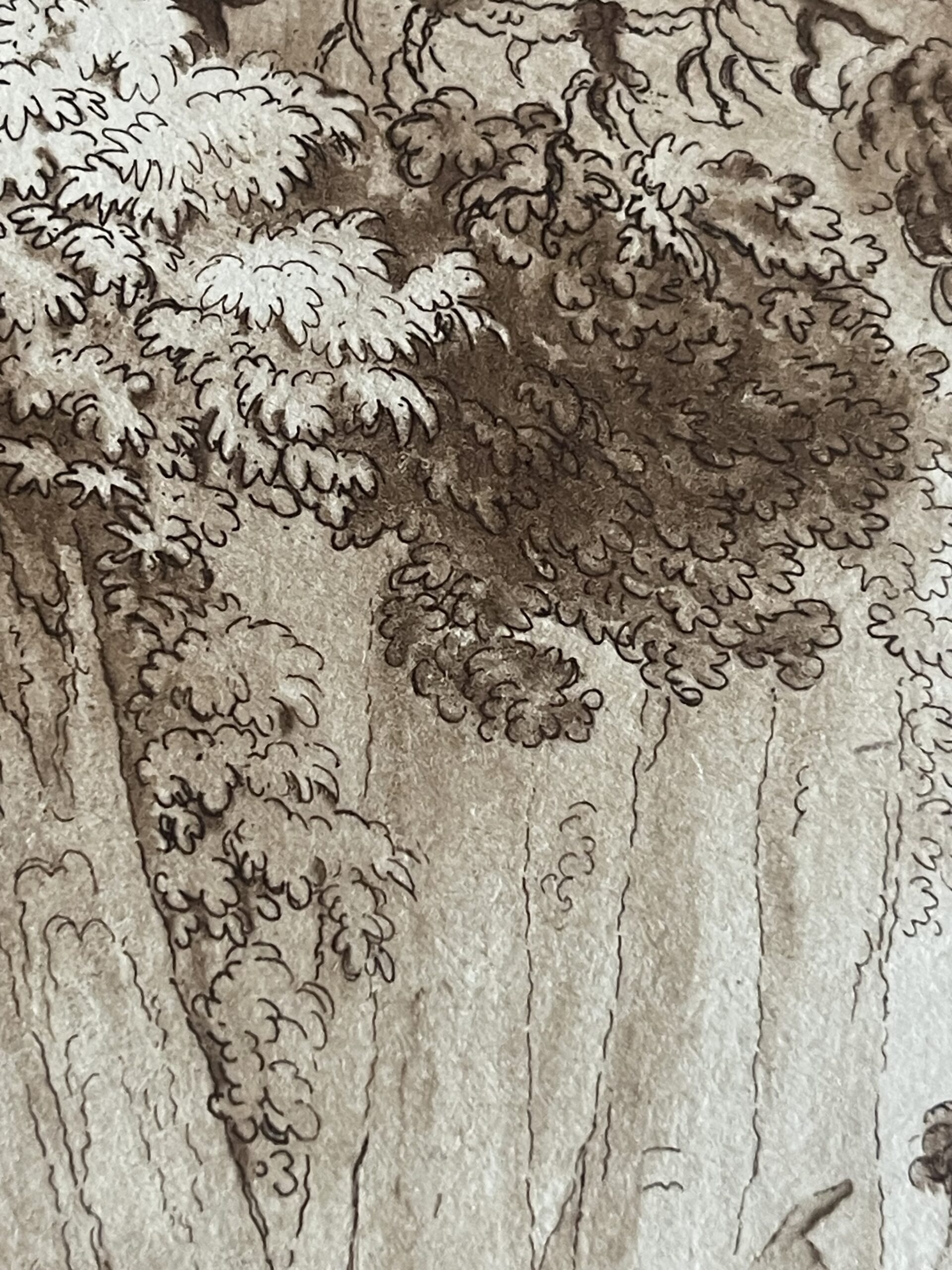 Telemachus Before the Sages of Crete Antique Brown Ink and Wash Drawing Grèce – Image 3
