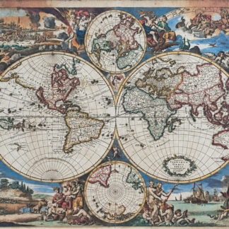Justus Danckerts Double Hemisphere Map – Ricordi 1989 Colour Reproduction