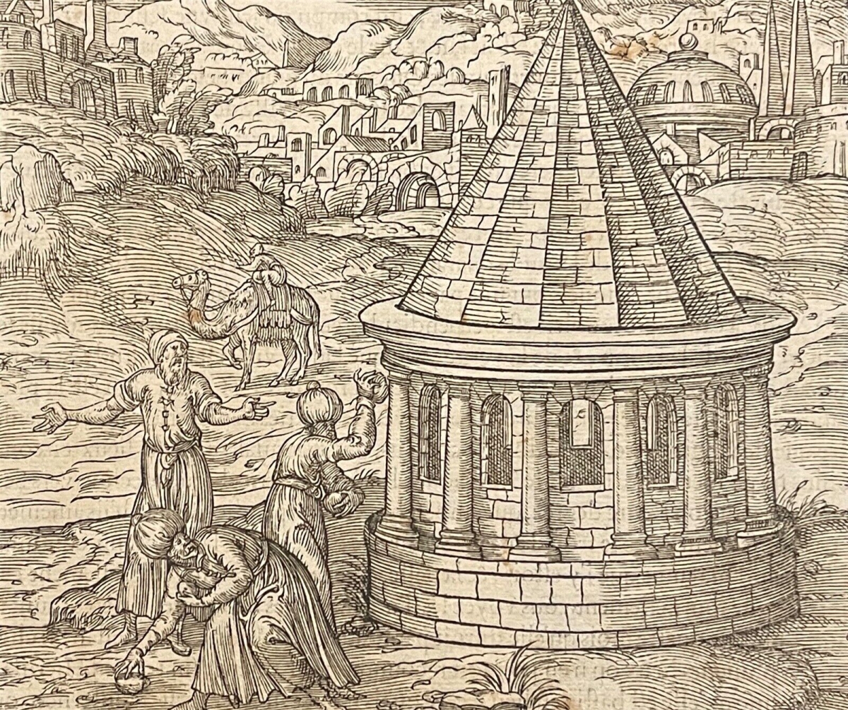 Israel Jerusalem Woodcut 1575 – Absalom’s Tomb – André Thevet – Image 3