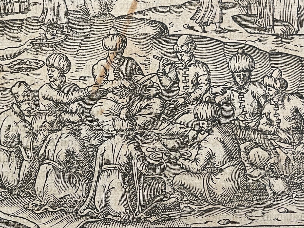 André Thevet Ottoman Banquet at Chalcedon – Original 1575 Woodcut – Image 10