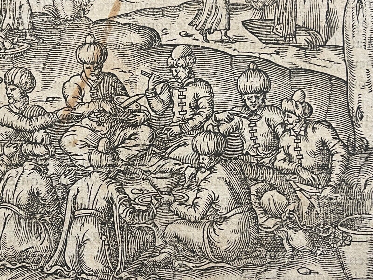 André Thevet Ottoman Banquet at Chalcedon – Original 1575 Woodcut – Image 5