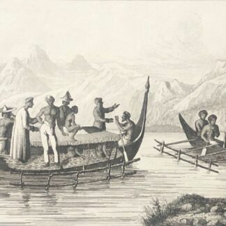 Papuan Canoes at Rawak Island – West Papua Antique Engraving, 1837