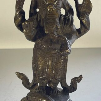 Standing Ganesha Bronze Statuette from India circa 1880 with Lotus Pedestal