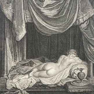 Le Repos Engraving by Gaucher after Netscher – Reclining Female Nude 1791