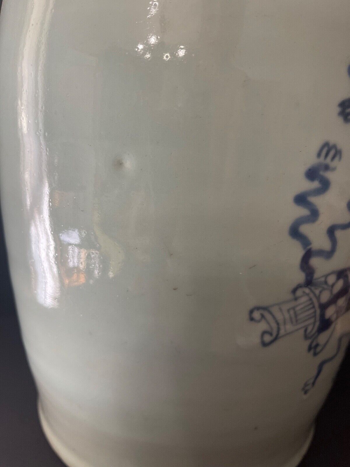 China Celadon Vase – Blue and White Scholar Objects, 19th Century – Image 8