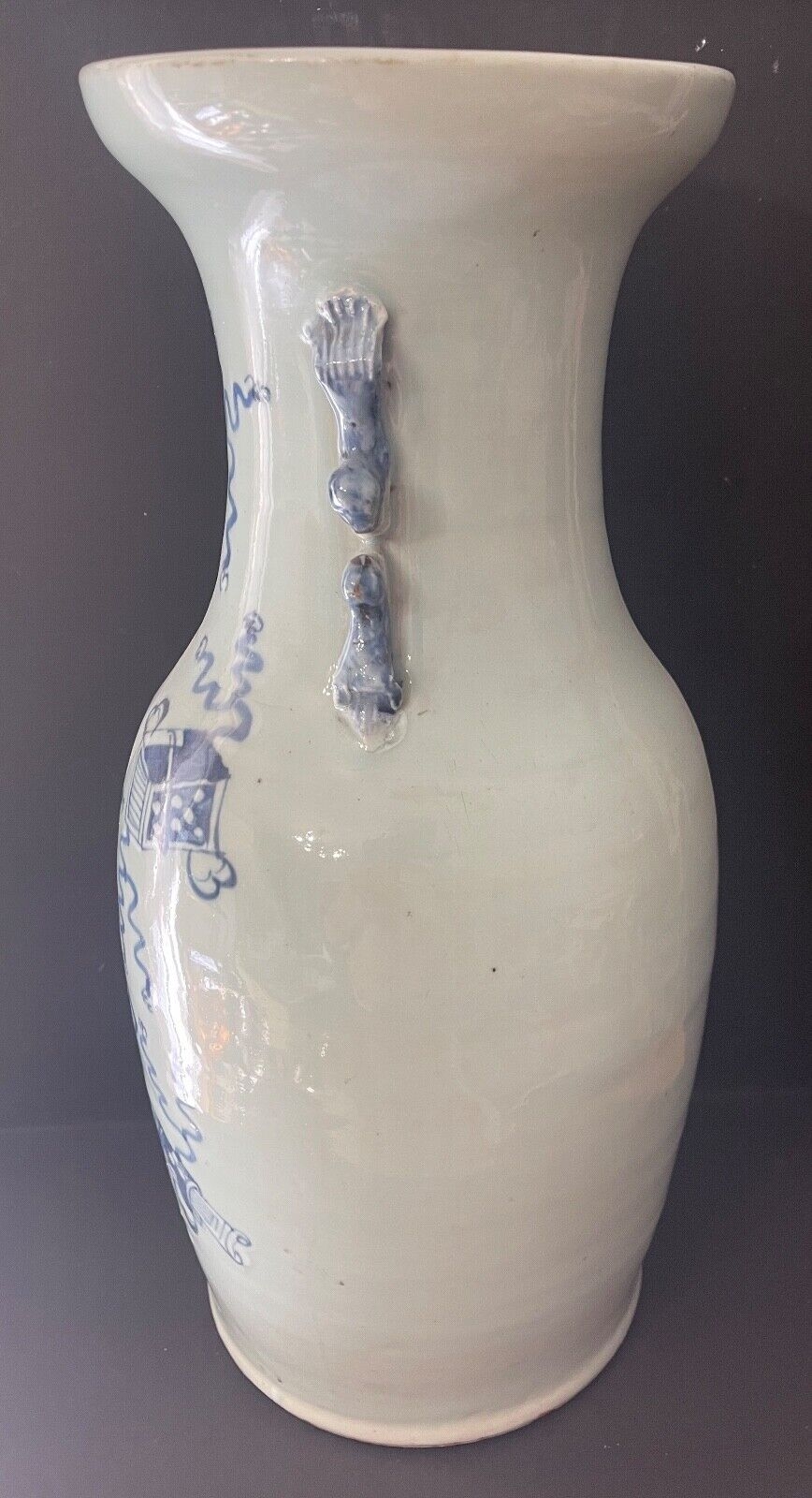 China Celadon Vase – Blue and White Scholar Objects, 19th Century – Image 6
