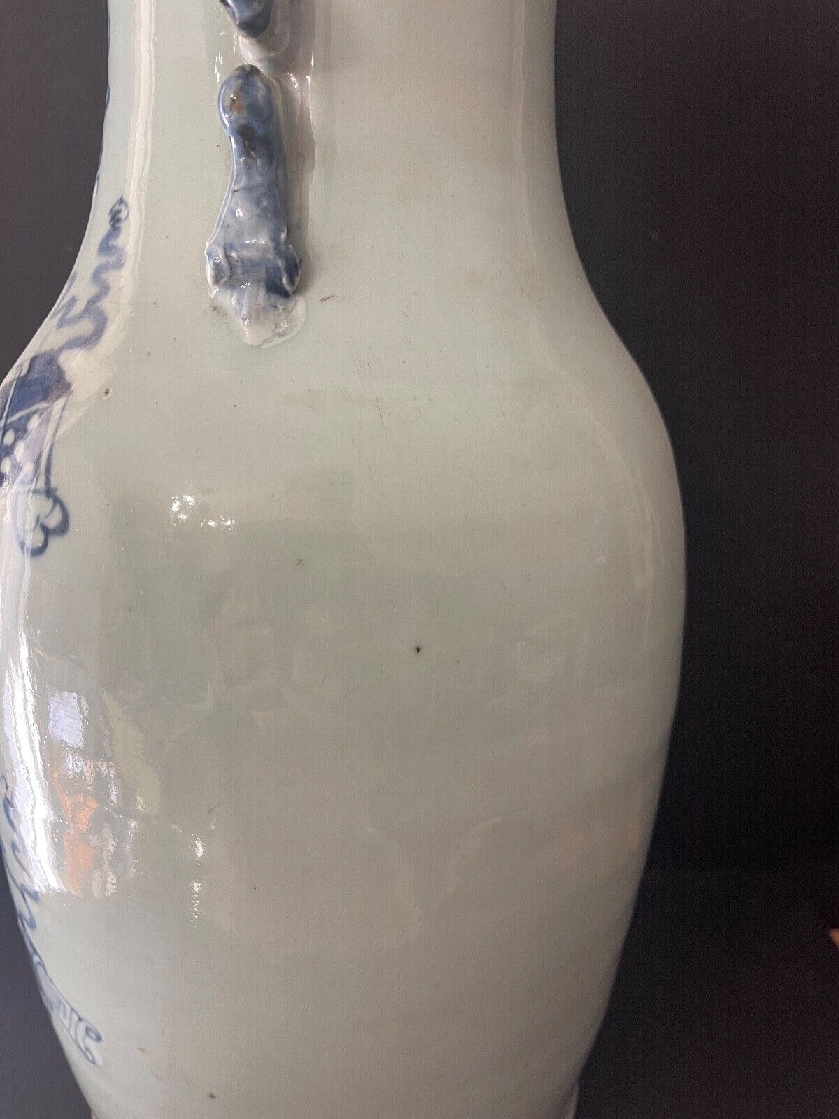 China Celadon Vase – Blue and White Scholar Objects, 19th Century – Image 5
