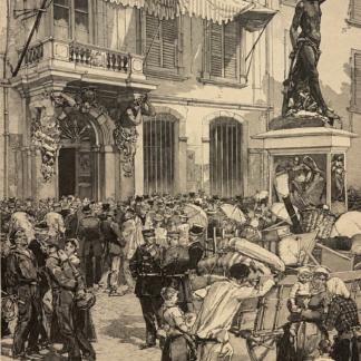 Toulon Var Provence France 1884 Cholera Panic at the Town Hall Wood Engraving