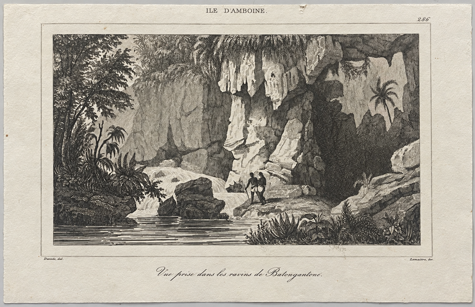 Ambon Amboine Indonesia Tropical Ravine and Cascade Antique Print – Image 2