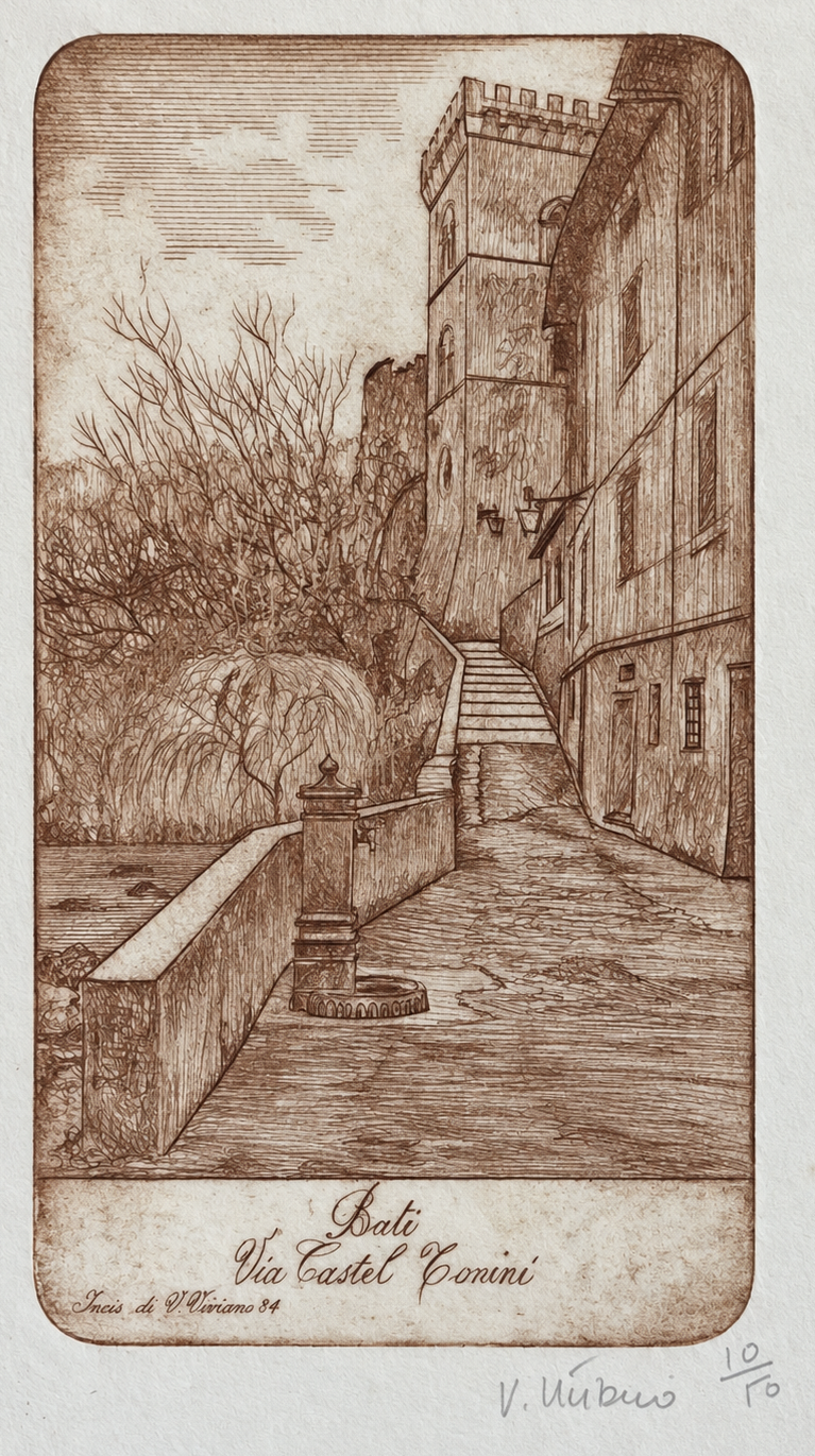 Buti Italy 1984 Via Castel Tonini Original Drypoint Signed Viviano Viviani – Image 2