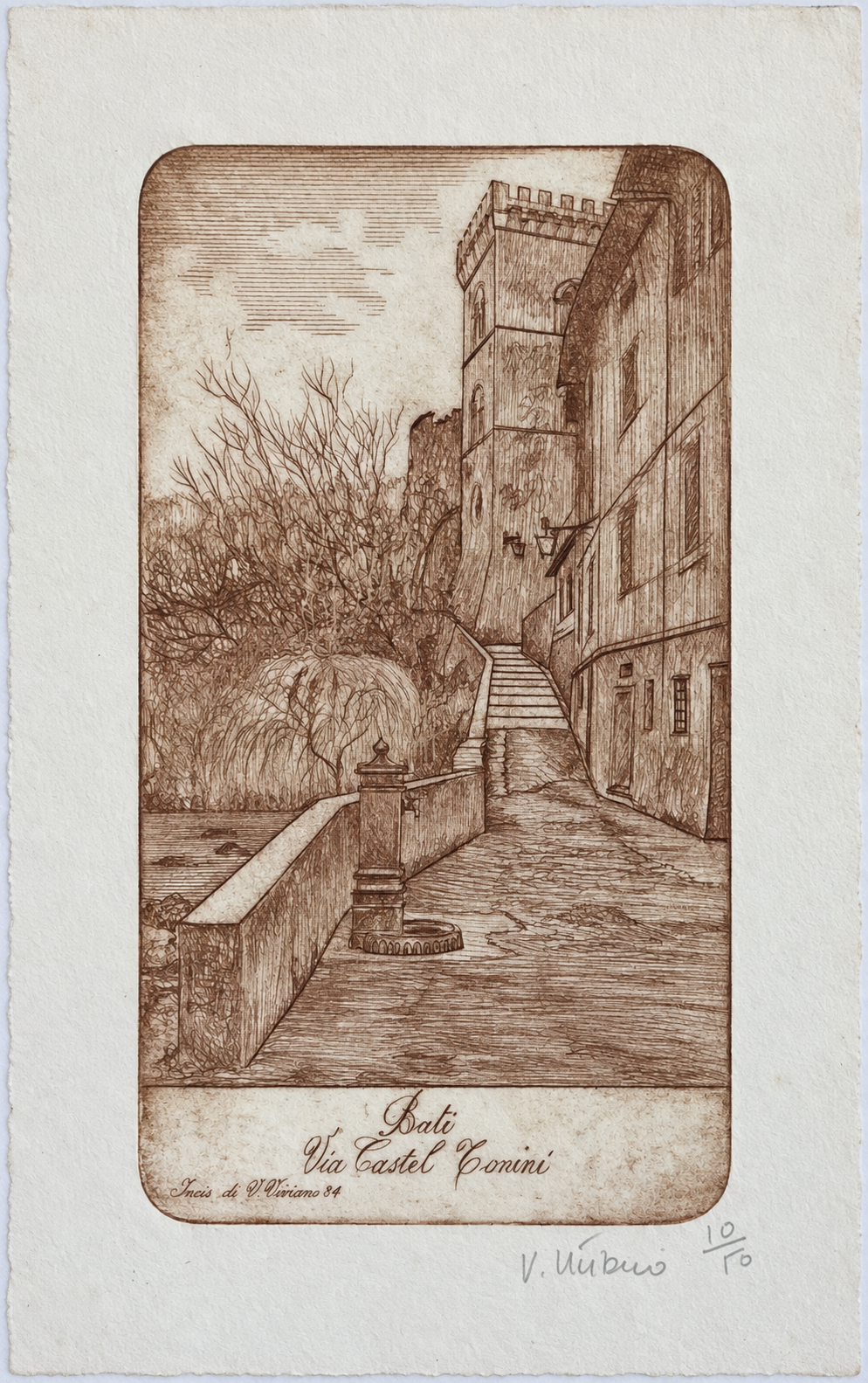 Buti Italy 1984 Via Castel Tonini Original Drypoint Signed Viviano Viviani – Image 3