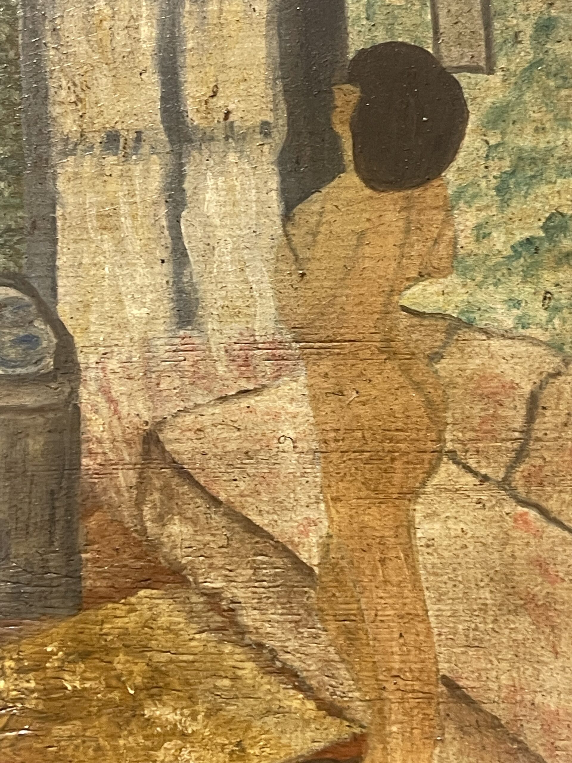 After Bonnard Oil Painting — Intimate Interior with Standing Nude on Wood – Image 5