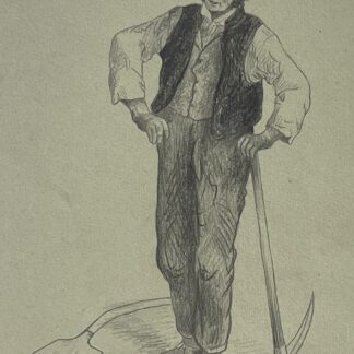 After Paul Gavarni Le Fossoyeur Graphite Drawing