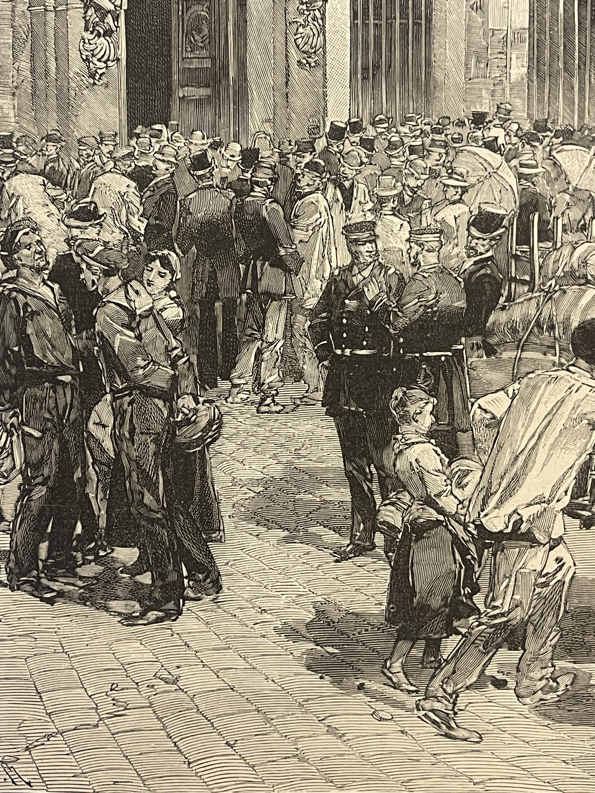 Toulon Var Provence France 1884 Cholera Panic at the Town Hall Wood Engraving – Image 7