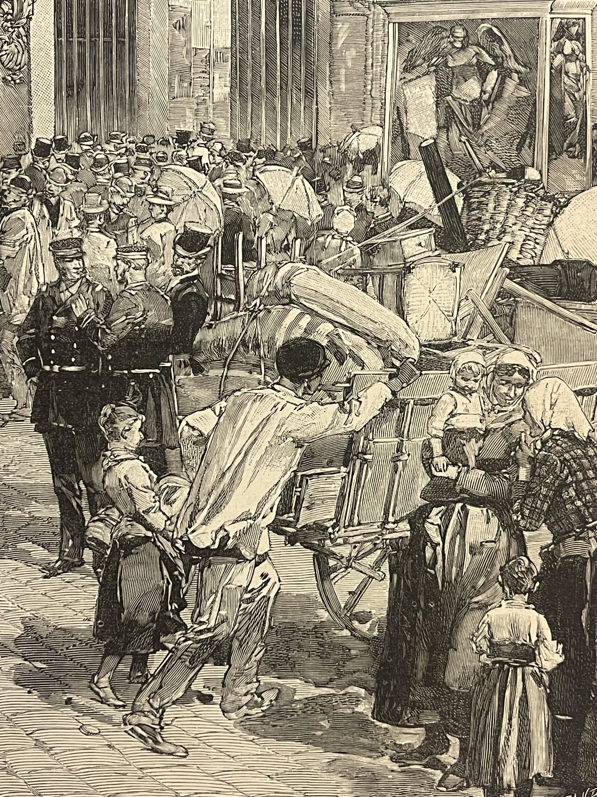 Toulon Var Provence France 1884 Cholera Panic at the Town Hall Wood Engraving – Image 6