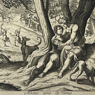 Venus and Adonis 1622 Engraving M Faulte after Antonio Tempesta